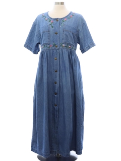 1980's Womens Denim Maxi Dress