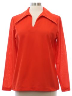 1970's Womens Mod Knit Disco Style Shirt