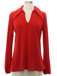1970's Womens H-Bar-C Pullover Disco Style Knit Shirt