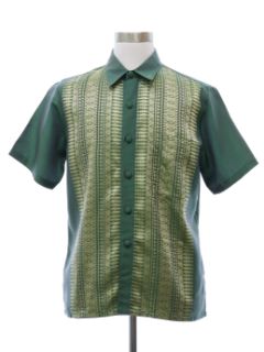 1980's Mens Thai Silk Sport Shirt