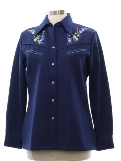 1970's Womens H-Bar-C Embroidered Rodeo Style Western Shirt