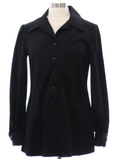 1970's Womens Black Mod Knit Shirt