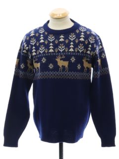 1980's Unisex Ladies or Boys Reindeer Ski Sweater