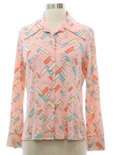 1970's Womens Print Disco Shirt