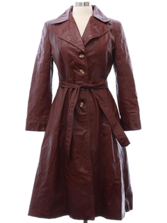 1970's Womens Leather Overcoat Trenchcoat Jacket