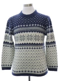 1970's Unisex Nordic Style Snowflake Sweater