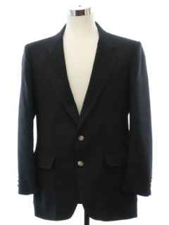 1970's Mens Black DIsco Blazer Style Sport Coat Jacket