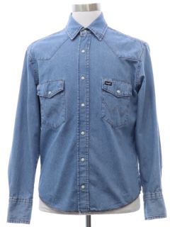 1990's Mens Wrangler Heavy Cotton Chambray Western Shirt