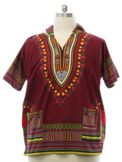 1970's Mens Hooded Dashiki Shirt