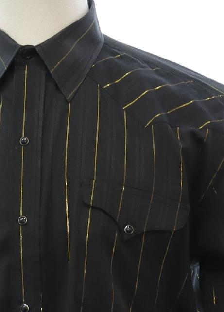 Western Shirt: 90s -Panhandle Slim- Mens black and gold