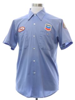 1980's Mens Grunge Chevron Work Shirt
