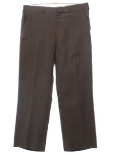 1980's Mens Brown Wool Flat Front Slacks Pants