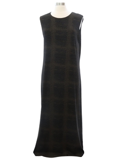 1990's Womens Alligator Print Wicked 90s Black Maxi Dress