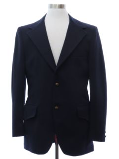 1970's Mens Dark Blue Disco Blazer Sport Coat Jacket