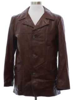 1970's Mens Mod Leather Car Coat Jacket