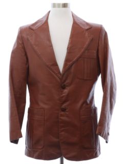 1970's Mens Nino Cerruti Mod Leather Blazer Jacket