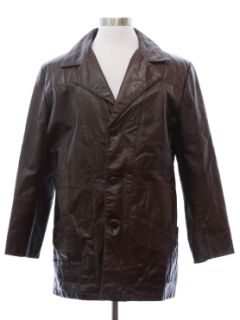 1970's Mens Mod Leather Car Coat Jacket