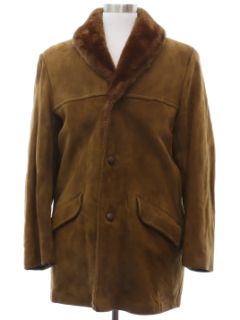 1970's Mens Suede Leather Car Coat Jacket