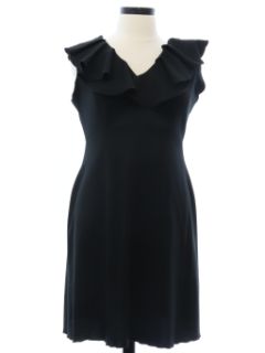 1970's Womens Black Mod Knit Dress