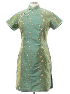 1980's Womens Silk Cheongsam Dress