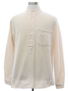 1980's Mens Drawstrings Hippie Style Tunic Shirt