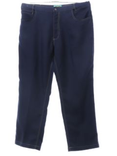 1990's Mens Dark Blue Loose Fit Knit Jeans-Cut Pants