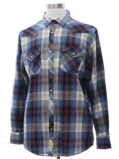 1990's Mens Grunge Roebuck Flannel Western Shirt