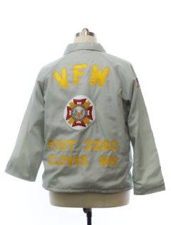 1980's Mens VFW Post 3200 Clovis NM Windbreaker Snap Front Jacket