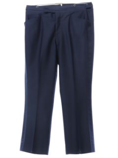 1970's Mens Dark Blue Mod Leisure Style Tuxedo Pants