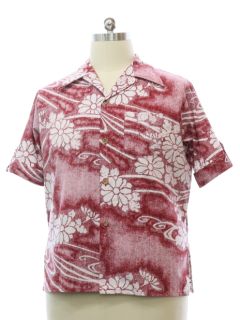 1970's Mens Reverse Print Hawaiian Shirt