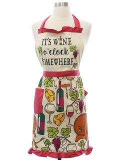 1990's Womens Accessories - Wine O Clock Somewhere Bib Apron