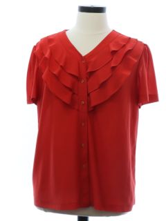 1980's Womens Ruffled Front Shirt