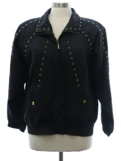 1990's Womens Black Silk Hip Hop Style Jacket