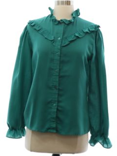 1970's Womens Ruffled Front Prairie Style Western Shirt