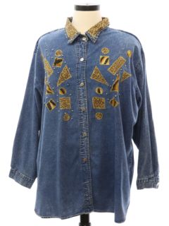 1990's Womens Denim Shirt Jacket