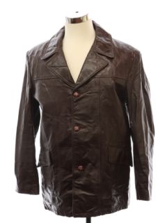 1970's Mens Mod Leather Car Coat Jacket