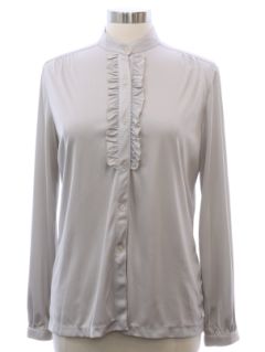 1970's Womens Ruffled Front Secretary Shirt