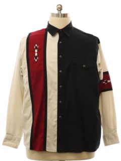 1990's Mens Wrangler Southwestern Style Heavy Cotton Western Shirt