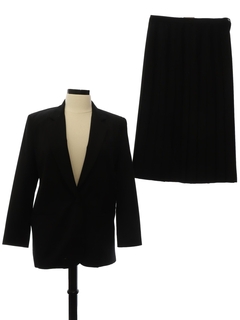 1980's Womens Black Wool Suit