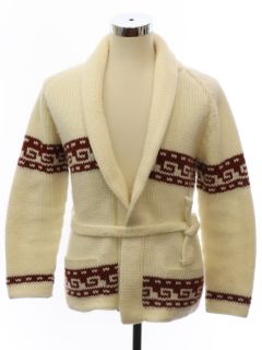 1970's Mens Bulky Knit Hippie Sweater Jacket