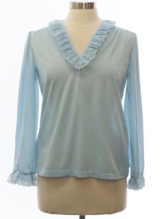 1970's Womens Ruffled Front Secretary Shirt