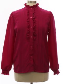 1980's Womens Ruffled Front Secretary Shirt