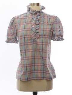 1980's Womens Totally 80s Prairie Style Shirt