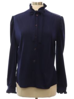 1970's Womens Dark Blue Secretary Shirt