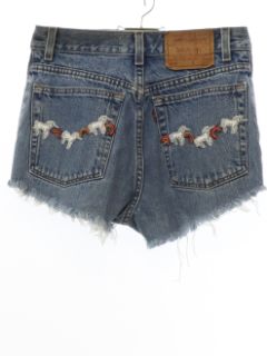 1990's Womens Levis 512 Get High Waisted Embroidered Denim Jeans Shorts