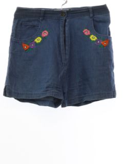 1990's Womens Embroidered Denim Jeans Shorts