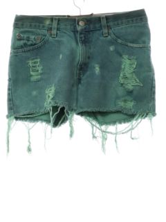 1990's Womens Levis 517 Grunge Overdyed Denim Cut-Off Shorts