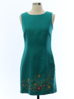 1990's Womens Embroidered Sheath Dress
