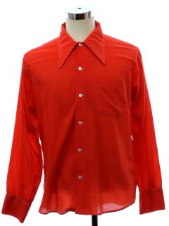 1970's Mens Mod Solid Disco Style Cotton Blend Shirt