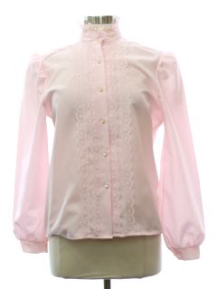 1980's Womens Ruffled Front Secretary Shirt